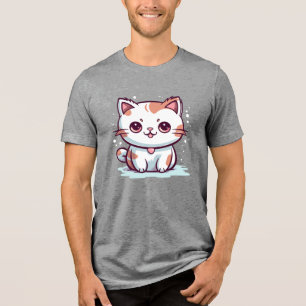 Süße Katze Kawaii Stil Clipart Tri-Blend Shirt
