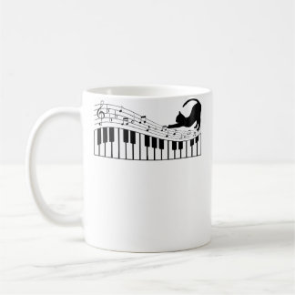 Süße Katze Kitty spielt Klavier Notenschlüssel Pia Kaffeetasse