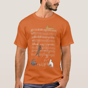 Süße Katze Kitty spielt Musikschlüssel Klavier Mus T-Shirt