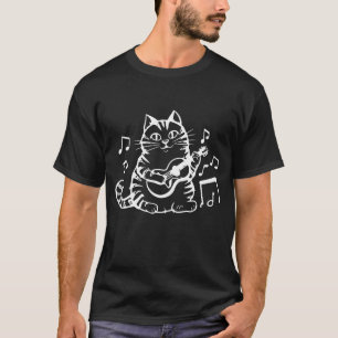 Süße Katze Kitty spielt Musikschlüssel Klavier Mus T-Shirt