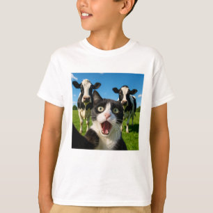 Süße Katze Kuh Selfie-Geschenkidee T-Shirt
