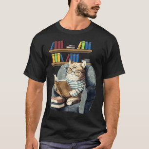 Süße Katze liest Buch Buchwürmer Katze liest 3 T-Shirt