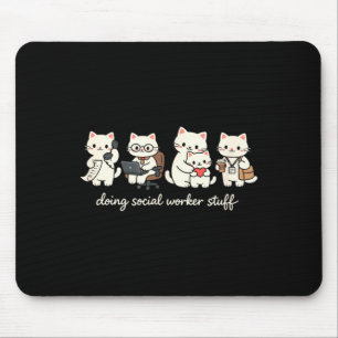 Süße Katze macht Sozialarbeiter-Kram Psychische Ge Mousepad