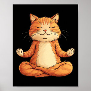 Süße Katze meditiert Yoga Männer Frauen Mädchen Ki Poster