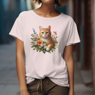 Süße Katze mit Blumen T-Shirt