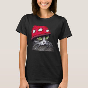 Süße Katze mit einem Pilzhut T-Shirt