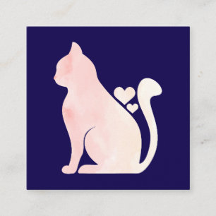 Süße Katze mit Herzen Quadratische Visitenkarte