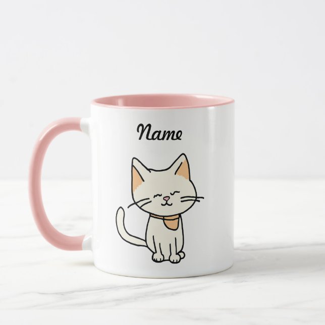 Süße Katze mit individuellem Namen Tasse (Links)
