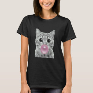 Süße Katze mit Kaugummiblase Katze kaut Kaugummi T-Shirt
