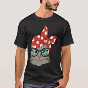 Süße Katze mit Kopftuch und Brille T-Shirt