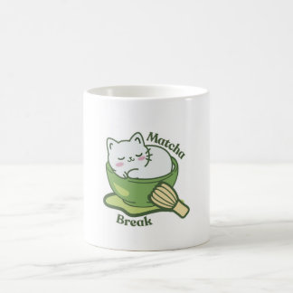 Süße Katze mit Matcha-Getränk Kaffeetasse
