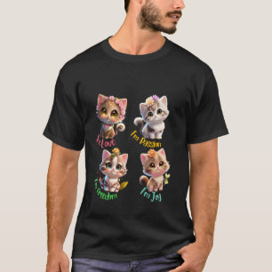 Süße Katze mit positiver Emotion Liebe Freude Frei T-Shirt