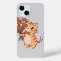 Süße Katze mit Rosenbouquet