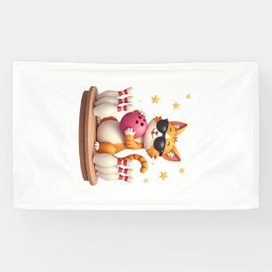 Süße Katze mit Sonnenbrille Katze spielt Bowling f Banner