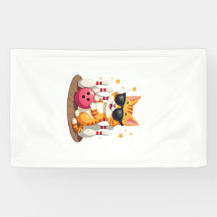 Süße Katze mit Sonnenbrille Katze spielt Bowling f Banner