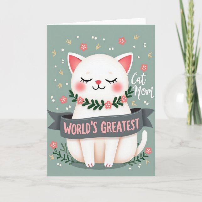 Süße Katze Mütter Tag Illustrationskarte Karte (Vorderseite)