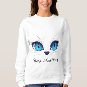 Süße Katze Nahaufnahme Blaue Augen Kitty-Illustrat Sweatshirt