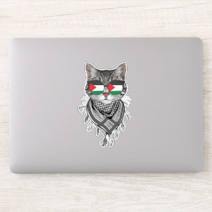 Süße Katze Palästina-Flagge-Brille Keffiyeh-Schal Aufkleber