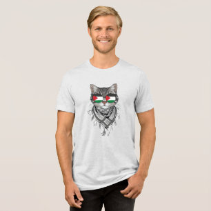 Süße Katze Palästina-Flagge-Brille Keffiyeh-Schal Tri-Blend Shirt