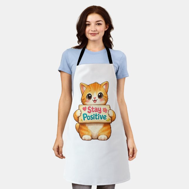 Süße Katze Positive Vibes Illustration Schürze (Getragen)