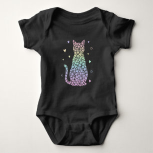 süße Katze Regenbogen-Herzen Pastell-Verlauf-Must Baby Strampler