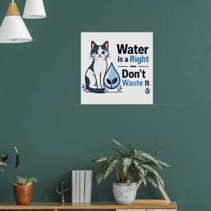 Süße Katze rettet Wasser Umweltbewusstsein Poster