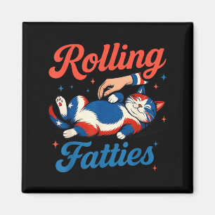 Süße Katze rollt Fatties 4. Juli Kätzchen Besitzer Magnet