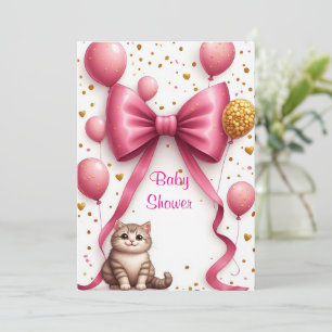 Süße Katze Rosa Baby Shower Design 🐱 Einladung