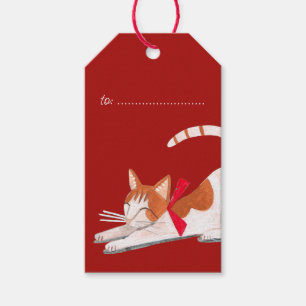 Süße Katze rote Weihnachtsfeiertage Geschenkanhänger