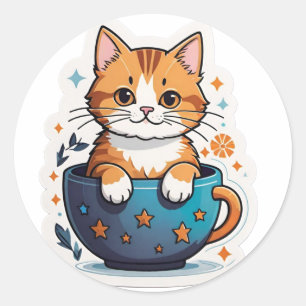 Süße Katze Runder Aufkleber
