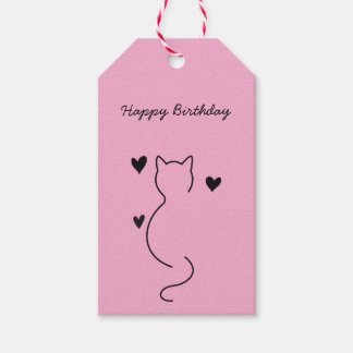 Süße Katze sagt: Alles Gute zum Geburtstag. Geschenkanhänger