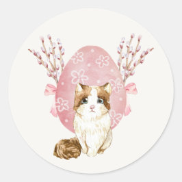 Süße Katze Sakura Runder Aufkleber