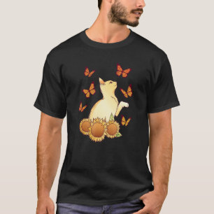 Süße Katze Schmetterling Sonnenblume Du Bist Mein  T-Shirt