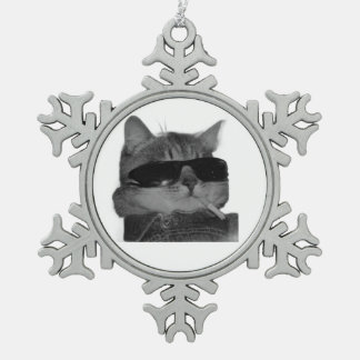süße Katze Schneeflocken Zinn-Ornament