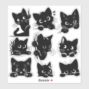 Süße Katze Schwarze Katze Aufkleber Lustiger Katze