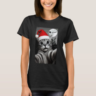 Süße Katze Selfie Weihnachtsmann Hut Weihnachten M T-Shirt