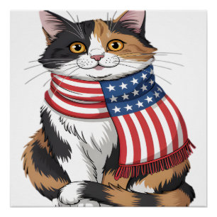 süße Katze Sommer Flagge US Memorial Day Poster