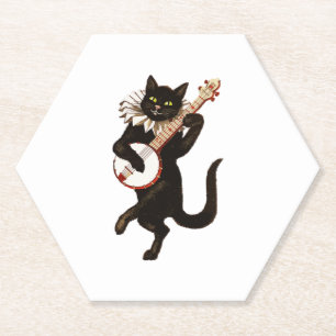 Süße Katze spielt Gitarre Musikalische Shirts Untersetzer