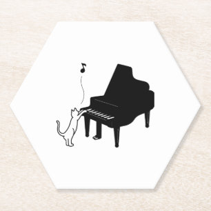 Süße Katze spielt Klavier lustige Musiker Kunst Untersetzer
