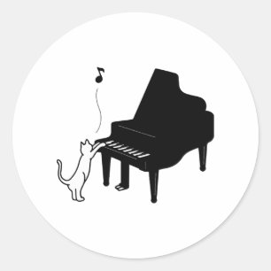 Süße Katze spielt Klavier lustiger Musiker Kunst Runder Aufkleber