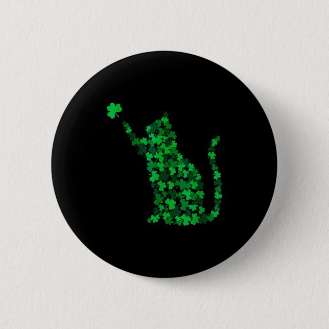 Süße Katze St. Patrick's Day Klee Glückskatze Mama Button (Vorderseite)