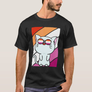 Süße Katze Stolz Lesbische Flagge Lgbtq Stolz Verb T-Shirt