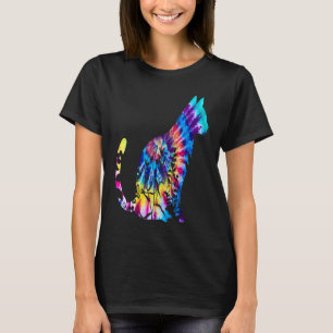 Süße Katze Tie Dye Katze Floral Coole Katze T-Shirt