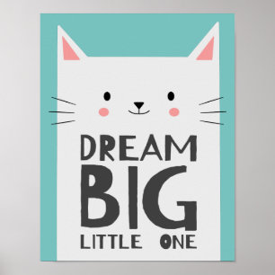 Süße Katze Träume Groß Zitat Kinderkinderzimmer Poster
