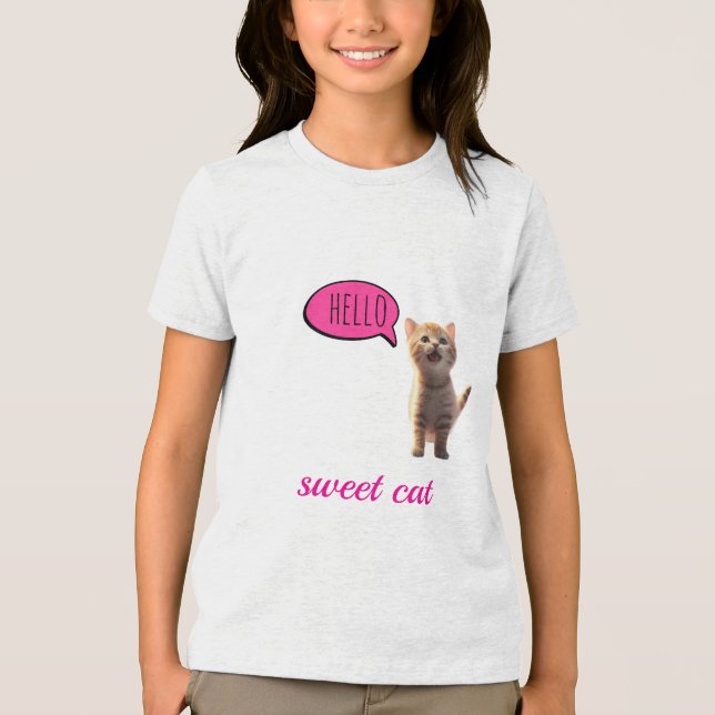„Süße Katze“ Tri-Blend Shirt (Vorderseite)