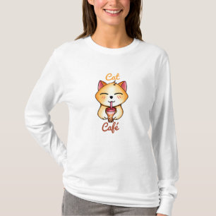 süße Katze trinkt Boba-Milchtee T-Shirt
