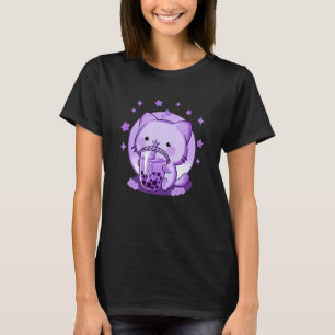 Süße Katze trinkt Boba-Tee, niedliche Katze japani T-Shirt