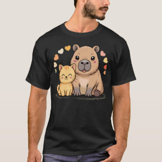 Süße Katze und Capybara-Freunde Lustige Haustierli T-Shirt