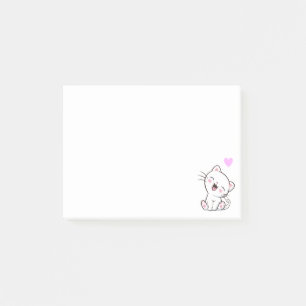 Süße Katze und Herz auf Weiß Post-it Klebezettel