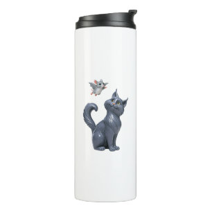 Süße Katze und Maus Thermosbecher